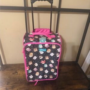 Squishmallows Pink and Black Rolling Bag